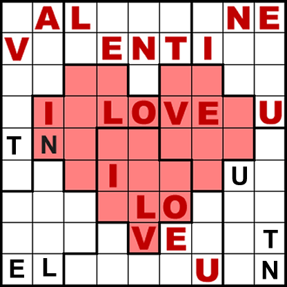 Irregular Sudoku Puzzle spelling MY VALENTINE and the regions showing a heart shape.