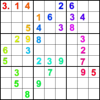 Sudoku Puzzle using the first 32 digits of pi