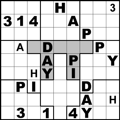 Sudoku Puzzle saying HAPPY PI DAY 314.