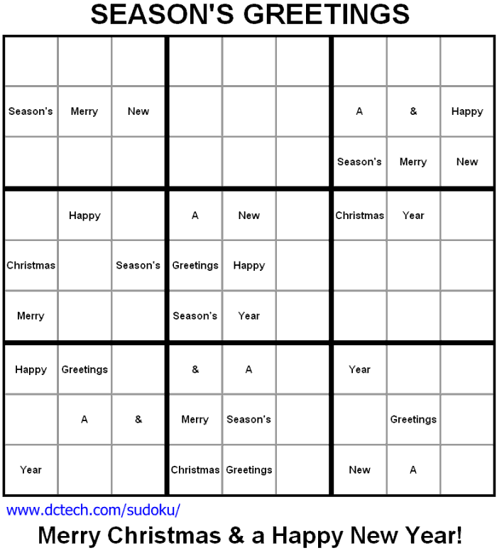 Special Christmas Sudoku