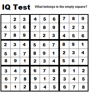 test sample printable iq IQ Sudoku Test Humor: